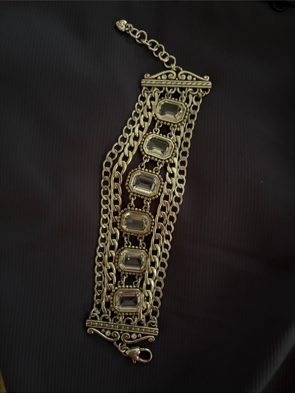 Brighton Multi-Chain Statement Bracelet With Clear Stones